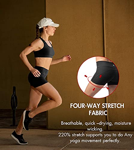 LAPASA Pantalón Corto Deportivo para Mujer Cintura Alta (Running, Fitness, Estiramiento) L09 (Deep Space Black, S)