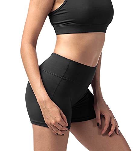 LAPASA Pantalón Corto Deportivo para Mujer Cintura Alta (Running, Fitness, Estiramiento) L09 (Deep Space Black, S)