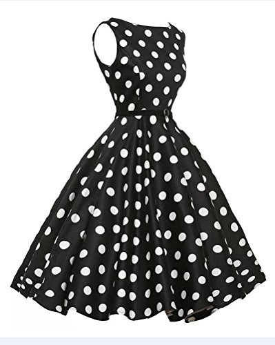 Las Mujeres De Cintura Alta Lunares Años 50 Vintage Estilo Hepburn Vestidos Fiesta Cóctel Pin Up Swing Vestido De Cuello Redondo