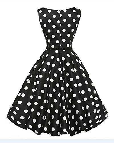 Las Mujeres De Cintura Alta Lunares Años 50 Vintage Estilo Hepburn Vestidos Fiesta Cóctel Pin Up Swing Vestido De Cuello Redondo