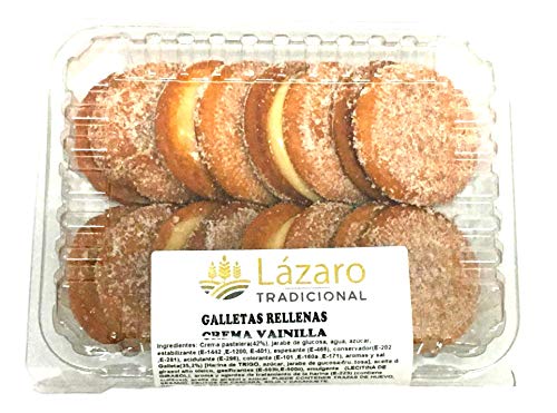 Lázaro Galletas Fritas Rellenas de Crema de Vainilla, Limón, 300 Gramos, 8 Unidades
