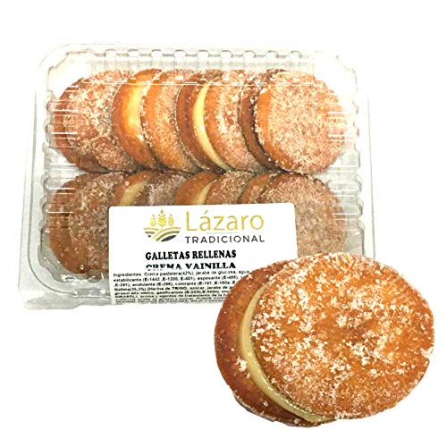 Lázaro Galletas Fritas Rellenas de Crema de Vainilla, Limón, 300 Gramos, 8 Unidades