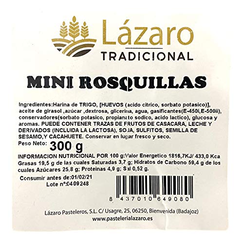 Lázaro Mini Rosquillas Artesanas 20 Unidades, 300G. 300 g