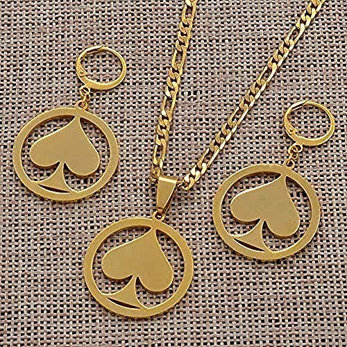 LBBYLFFF Collar Mujer Collar Micronesia Colgante, Collar y Aretes Conjuntos para Mujeres Niñas Joyas de Color Dorado Isla Marshall Hawaii Guam