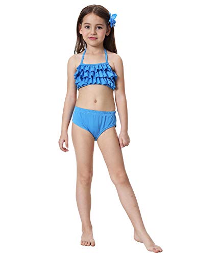 Le SSara 2018 Nuevo Sea-Criada Cosplay Swimwear Mermaid Shell Swimsuit 3pcs Bikini Sets (140, DH53+WJF46)