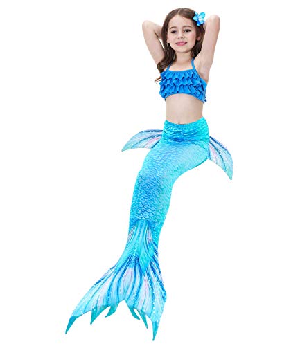Le SSara 2018 Nuevo Sea-Criada Cosplay Swimwear Mermaid Shell Swimsuit 3pcs Bikini Sets (140, DH53+WJF46)