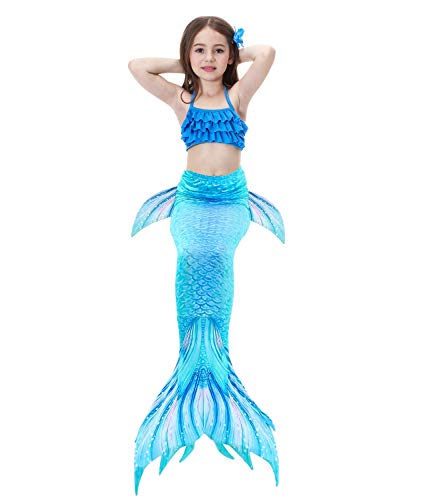 Le SSara 2018 Nuevo Sea-Criada Cosplay Swimwear Mermaid Shell Swimsuit 3pcs Bikini Sets (140, DH53+WJF46)
