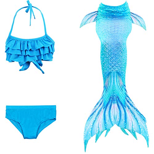 Le SSara 2018 Nuevo Sea-Criada Cosplay Swimwear Mermaid Shell Swimsuit 3pcs Bikini Sets (140, DH53+WJF46)