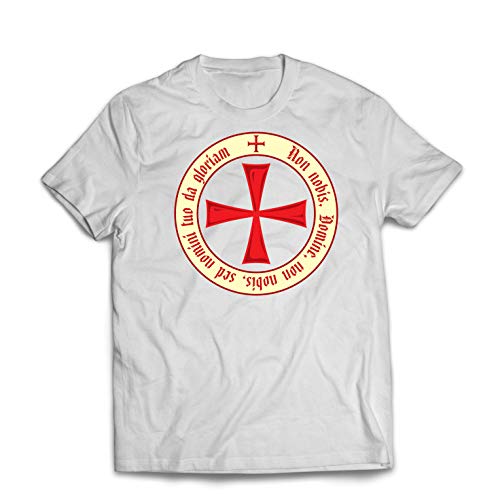 lepni.me Camisetas Hombre El Código de los Templarios Orden de Caballero Cristiano, Cruz del Cruzado (Small Blanco Multicolor)