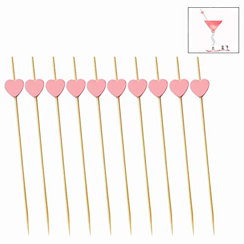 LHKJ 100 Piezas Palillos de cóctel de Madera Desechables con decoración corazón para Boda Fiesta cóctel cumpleaños ect