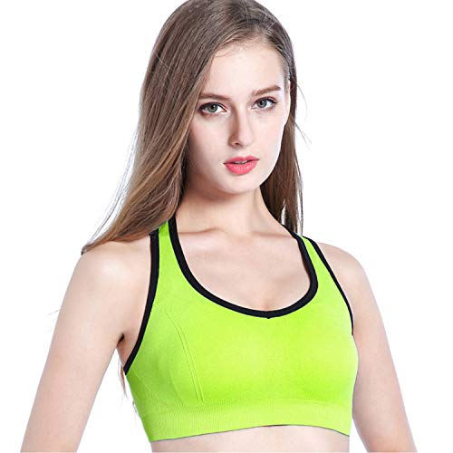 Libella Mujer Sujetador Deportivo Push Up Bustier con Amplio Correas Fitness Yoga Camisetas Sin Mangas 3765 Verde L/XL