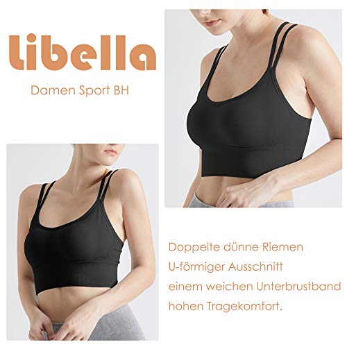 Libella Paquete de 3 Sujetadores Deportivos Brasieres para Dama Confortables sin Tiras Apto para Dormir para Deportes Costura 3749 L/XL