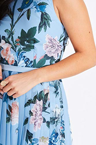 Little Mistress Rori Blue Floral Midi Dress with Lace Vestido Fiesta Mujer, Azul (Multi 001), 36 (Talla del Fabricante: 8)