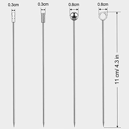 Liwein 16 Piezas Palillos de Cóctel Acero Inoxidable Brochetas de Cóctel de Frutas Metal Palillos de Fruta para Bocadillos de Frutas Pastel de Postre Decoraciones de Fiestas Bodas