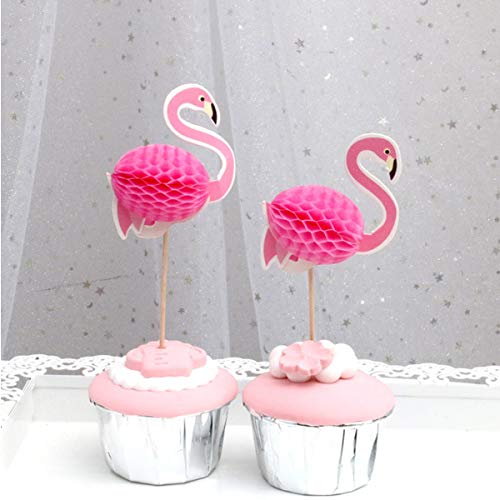 Liwein 30 pcs Flamingo Cupcake Toppers,3D Cake Toppers Pavo Real Goldfish Cartoon Cake Picks Toothpicks Suministros de Decoración de Alimentos para Cocktail Fiesta de Cumpleaños Bodas