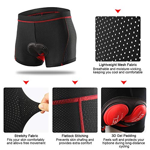 Lixada Cycling Shorts Pantalones Cortos de Silicona Ropa Interior Transpirable para Ciclismo con 5D Gel Acolchado MTB Unisexo