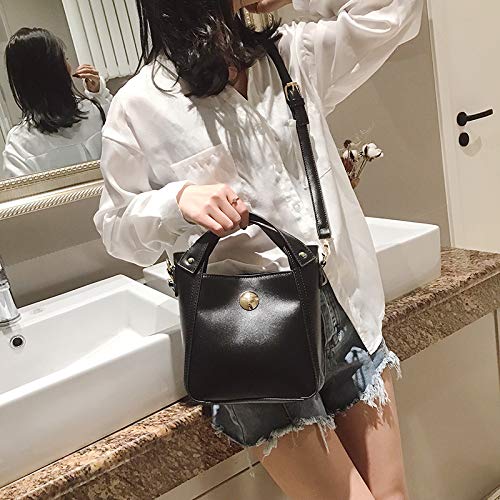 LLCF Bolso De Cubo De Pu Para Mujer Bolso De Hombro De Gran Capacidad Retro Bolso De Mano De Moda Bolso Bandolera Informal 1X Bolso De Hombro Negro