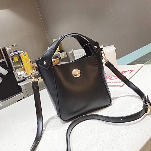 LLCF Bolso De Cubo De Pu Para Mujer Bolso De Hombro De Gran Capacidad Retro Bolso De Mano De Moda Bolso Bandolera Informal 1X Bolso De Hombro Negro