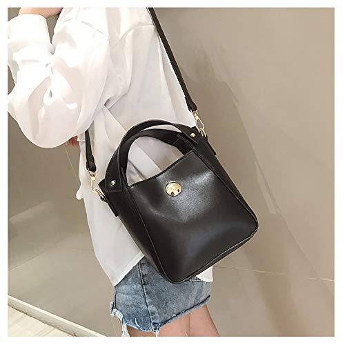 LLCF Bolso De Cubo De Pu Para Mujer Bolso De Hombro De Gran Capacidad Retro Bolso De Mano De Moda Bolso Bandolera Informal 1X Bolso De Hombro Negro