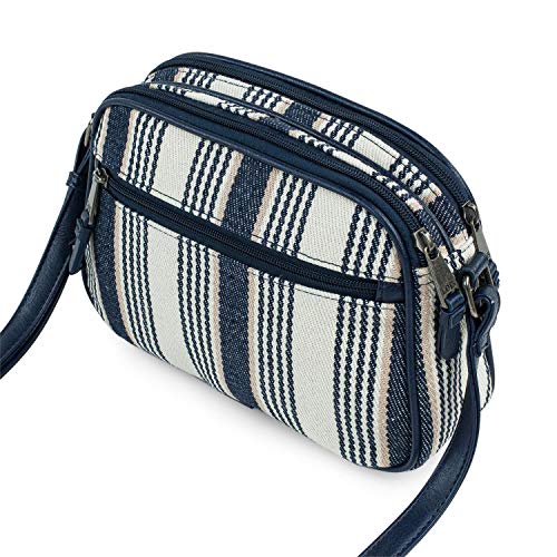 Lois - Bolso Bandolera de Mujer pequeño. Lona Estampada y Cuero PU Acolchado. Muy cómodo y para Diario. Calidad diseño y Marca. Original para 307283, Color Azul