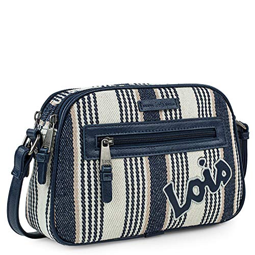 Lois - Bolso Bandolera de Mujer pequeño. Lona Estampada y Cuero PU Acolchado. Muy cómodo y para Diario. Calidad diseño y Marca. Original para 307283, Color Azul
