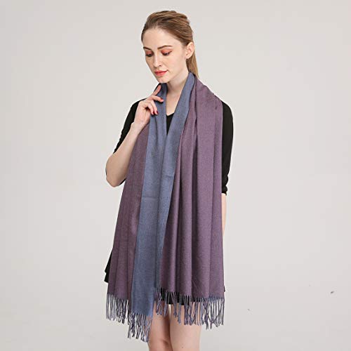 Longwu Cashmere Wrap Shole Chal para Mujer Invierno Extra Grande (79"X 28") Hombres Pañuelo de Pashmina Sólido de Lana de Cordero-04#