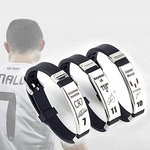 Lorh's store Fútbol Lionel Messi Inspirador Firma Pulseras Ajustables Messi número 10 Pulsera de Silicona Deporte 2 Piezas