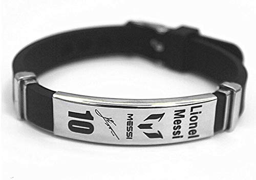 Lorh's store Fútbol Lionel Messi Inspirador Firma Pulseras Ajustables Messi número 10 Pulsera de Silicona Deporte 2 Piezas