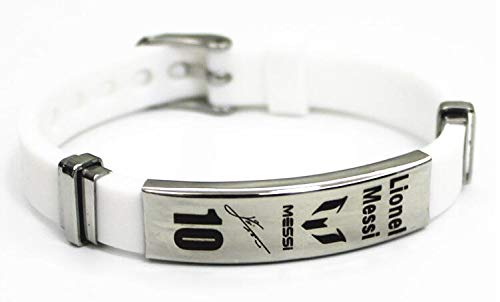 Lorh's store Fútbol Lionel Messi Inspirador Firma Pulseras Ajustables Messi número 10 Pulsera de Silicona Deporte 2 Piezas