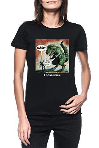 Los Solamente Sobreviviente Dinosaurio Tesauro Mujer Negro Camiseta Manga Corta Women's Black T-Shirt