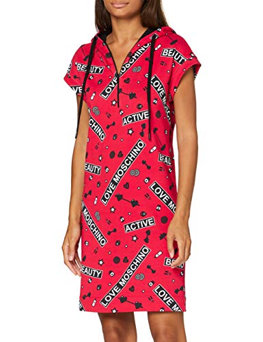 Love Moschino Kleid Vestido Casual, Gym Print On Red Background, 38 para Mujer