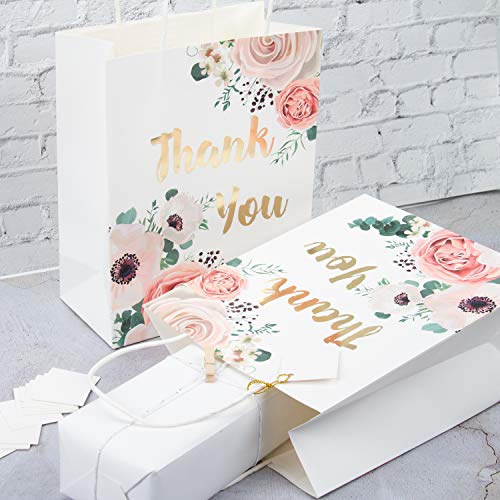 Loveinside Bolsas De Regalo Blancas De Tamaño Mediano - Lámina De Oro Bolsas De Regalo De Diseño De Texto con Papel De Seda para IR De Compras, Fiestas, Bodas - Paquete De 12-20.4 X 10.2 X 25.4 Cm