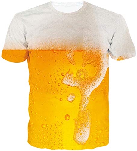 Loveternal Camiseta Hombre Beer 3D Digital Impreso Verano Ocasional Manga Corta Cerveza Tops XL