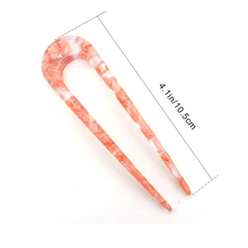 Lseqow Pinza para el Pelo con Horquilla, Horquillas en Forma de U, Varillas de Acetato de celulosa con Forma de Carey, Estilo francés para Mujeres, niñas, 2 uds.