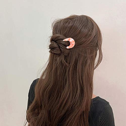 Lseqow Pinza para el Pelo con Horquilla, Horquillas en Forma de U, Varillas de Acetato de celulosa con Forma de Carey, Estilo francés para Mujeres, niñas, 2 uds.