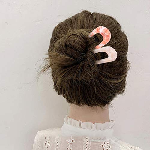 Lseqow Pinza para el Pelo con Horquilla, Horquillas en Forma de U, Varillas de Acetato de celulosa con Forma de Carey, Estilo francés para Mujeres, niñas, 2 uds.