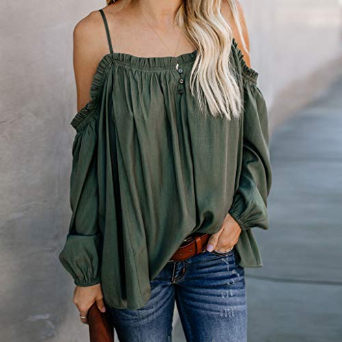 Luckycat Mujer Camiseta Manga Larga Sexy Hombros Descubiertos Otoño Blusa Elegante Casual Top Shirt