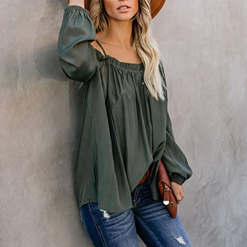 Luckycat Mujer Camiseta Manga Larga Sexy Hombros Descubiertos Otoño Blusa Elegante Casual Top Shirt