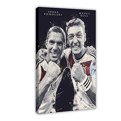 Lukas Podolski y Ozil Póster de fútbol de fútbol de lona para pared, decoración de dormitorio, deportes, paisaje, oficina, decoración de habitación, marco de regalo, 50 x 75 cm