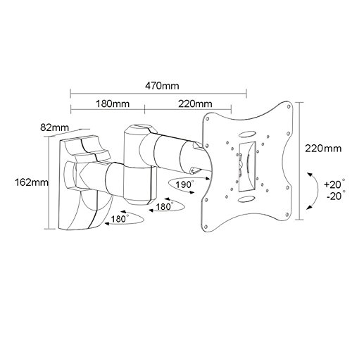 Maclean MC-503A B - Soporte de pared para pantalla TV LED LCD PLASMA para Panasonic, Philips, LG, Loewe, Medion, Samsung, Sharp, Hisense, Hitachi, Pioneer, Haier, Xoceco, Sony, TCL, KONKA, RCA, Toschiba, Orion, Fujitsu, Asus, 23", 24", 25", 26", 27", 28",
