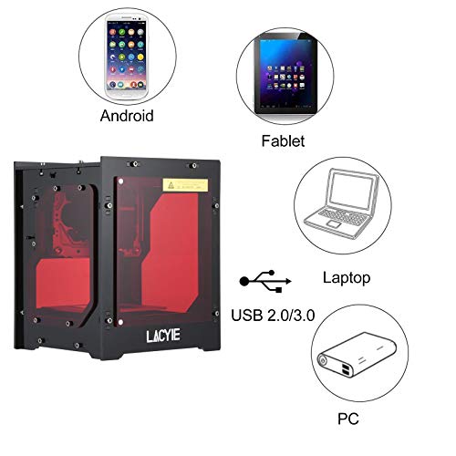 Máquina de Grabado Láser,Lacyie 3000MW Mini Grabado laser Inteligente AI,490x490 Pixel USB Mini máquina de Grabado CNC Router Corte Operación Fuera de línea Impresora grabada para