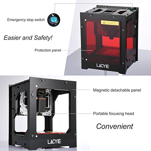 Máquina de Grabado Láser,Lacyie 3000MW Mini Grabado laser Inteligente AI,490x490 Pixel USB Mini máquina de Grabado CNC Router Corte Operación Fuera de línea Impresora grabada para