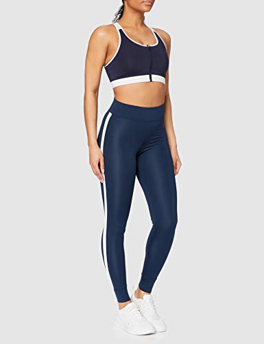 Marca Amazon - AURIQUE Leggings de Deporte con Banda Lateral Mujer, Azul (Dress Blue), 36, Label:XS