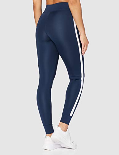 Marca Amazon - AURIQUE Leggings de Deporte con Banda Lateral Mujer, Azul (Dress Blue), 36, Label:XS