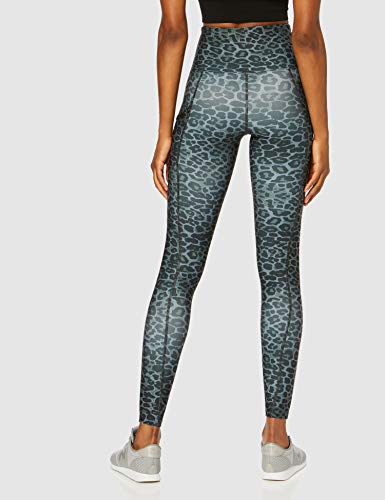 Marca Amazon - AURIQUE Mallas de Deporte Estampadas con Tiro Alto Mujer, Gris (Animal Print), 44, Label:XL