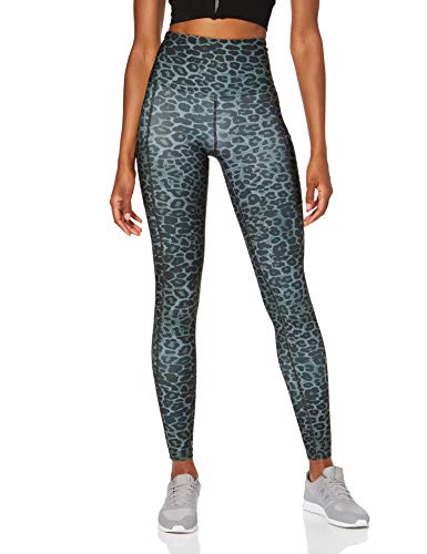 Marca Amazon - AURIQUE Mallas de Deporte Estampadas con Tiro Alto Mujer, Gris (Animal Print), 44, Label:XL