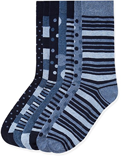 Marca Amazon - find. Calcetines Hombre, Pack de 7, Multicolore (Blue Mix), 44-47 EU, Label: 10-12 UK