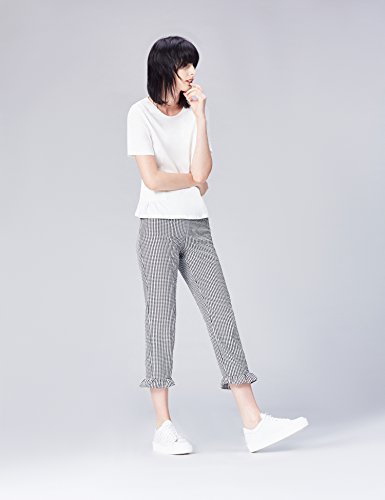 Marca Amazon - find. Pantalones Mujer, Negro (Black/white Check), 38, Label: S