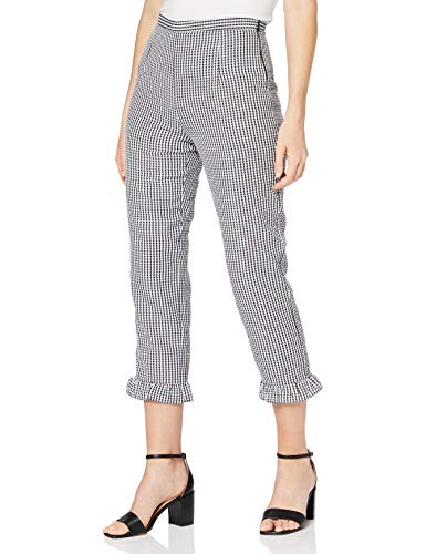 Marca Amazon - find. Pantalones Mujer, Negro (Black/white Check), 38, Label: S