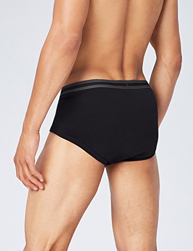 Marca Amazon - find. Slip para Hombre Y-Front, Pack de 5, Multicolor (Black X3, Charcoal X2), M, Label: M